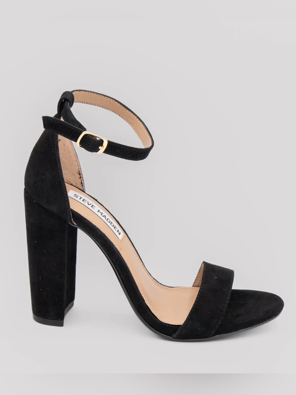 Steve Madden Carrson Black Suede Block Heel Sandals Size 8
